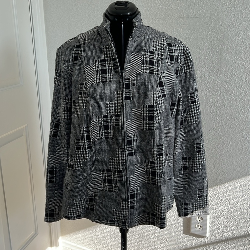 *30% OFF ANY 2 + ITEMS*  Coldwater Creek Black/Wht Plaid blazer jacket 18w